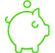 Icon of piggy bank signifying money and price